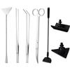 Fukaisu Kit Attrezzi Aquascaping Acquario, Acciaio Inossidabile Attrezzi Piante Acquatiche Pinze Dritte/Curvate Forbici Spatola Raschietto Alghe Teste Sostituzione Lungo Manico Kit Pulizia Vasca Pesci
