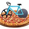 ZAWTR Tagliapizza Ruota Bicicletta, Tagliapizza a Forma di Bicicletta in Acciaio Inox Lame con Rivestimento Antiaderent con Cavalletto, Doppia Rotella Taglia Affettatrice Pizza (Blu)