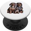 Dachshund Puppy Lover PS Disegno di schizzo di famiglia di bassotto Cucciolo. PopSockets PopGrip Adesivo