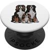 Cavalier Spaniel Puppy Lover PS Schizzo e disegno della famiglia di cuccioli di Cavalier Spaniel. PopSockets PopGrip Adesivo