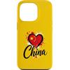 China Travel Heart Co Custodia per iPhone 13 Pro I Love China Vacation Bandiera a forma di cuore, souvenir per viaggi d'affari