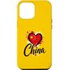 China Travel Heart Co Custodia per iPhone 12 Pro Max I Love China Vacation Bandiera a forma di cuore, souvenir per viaggi d'affari