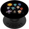Solar System Astronomy Space Science Pla Sistema Solare Pianeti Spazio Galassia Astronomia Scienza Bambini Ragazzo PopSockets PopGrip Adesivo
