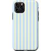 Y2K Retro Aesthetic Stripes Pattern Desi Custodia per iPhone 11 Pro Estetica minimalista a righe verticali blu baby giallo burro