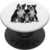 Boston Terrier Puppy Lover PS Disegno artistico della famiglia dei cuccioli di Boston Terrier. PopSockets PopGrip Adesivo