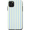 Y2K Retro Aesthetic Stripes Pattern Desi Custodia per iPhone 11 Pro Max Estetica minimalista a righe verticali blu baby giallo burro