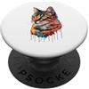 Tabby Kitten Lover PS Tabby Colorful Splatter Art Acquerello dipinto PopSockets PopGrip Adesivo