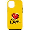 China Travel Heart Co Custodia per iPhone 12/12 Pro I Love China Vacation Bandiera a forma di cuore, souvenir per viaggi d'affari