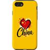 China Travel Heart Co Custodia per iPhone SE (2020) / 7/8 I Love China Vacation Bandiera a forma di cuore, souvenir per viaggi d'affari