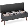 Blishom Panca Contenitore, 110cm Cassapanca Imbottita Effetto Lino, Panca Fondo Letto Imbottita per Camera da Letto, Ingresso e Soggiorno - Design Moderno e Struttura Stabile (Grigio)