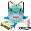 syayw Borsa da nuoto per bambini con motivo squalo, impermeabile, con scomparto per scarpe, leggero, per palestra, piscina, spiaggia, per ragazzi e ragazze, 3 anni in su, resistente PVC PU