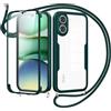 Jrkvniv Cover per Xiaomi Redmi A5 4G/POCO C71 con Cordino,360 Gradi Trasparente Custodiacon con Protezione Schermo Integrata,Bumper Custodia con Regolabile Tracolla Corda Collana per 6.88-Verde