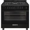 Glem Gas Cucina a Gas SA965MBK 90X60 con Forno Ventilato Nero Carbone CLASSE A"