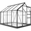 Outsunny Serra in Policarbonato e Alluminio con Porta Scorrevole, Presa d'Aria e Grondaia, 190x252x201 cm, Grigio | Aosom Italy