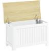 HOMCOM Baule Contenitore 90 L con Coperchio, Baule Versatile con Cerniera di Sicurezza, 80,5x40x46,4 cm, Naturale e Bianco | Aosom Italy