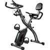 SPORTNOW Cyclette Pieghevole con Resistenza Magnetica 8 Livelli, Bande di Resistenza e App Bluetooth, Nero | Aosom Italy