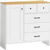 HOMCOM Buffet Cucina, Mobile Contenitore con 5 Cassetti e Anta, Stile Rustico, 100x40x94 cm, Bianco | Aosom Italy