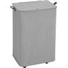 HOMCOM Cesto per Biancheria con Coperchio e Ruote 50 L, Cesta Pieghevole con Sacca a Coulisse Removibile, 40x30x65 cm, Grigio | Aosom Italy
