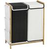 HOMCOM Cesto Portabiancheria 2 Scomparti 120L con Coperchi, Tasche Laterali e Sacchi Estraibili, per Camera da Letto | Aosom Italy