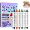 Horuili® Set da 10 Penne per Smalto per Unghie, Doppia Punta con Pennello & Punta Fina, Smalto 3D ad Asciugatura Rapida, Kit per Manicure Professionale per Disegni, Dettagli & Graffiti