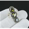 Attractine Peridoto Topazio Gemma 925 Argento Sterling Mano Anello Tutti Misura