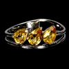 Gemsporium 925 Anello Argento Sterling Pera Citrino 6x4mm Naturale Gemma Gioielli Size 7.5