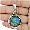 Beauty Peridoto, Pietra Labradorite 925 Argento Sterling Mano Ciondolo G-52
