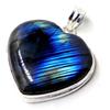 Labradorite Forma Cuore Gemma 925 Argento Sterling Fatto a Mano Ciondolo SO-32