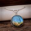 Valentine's Giorno Pietra Labradorite 925 Argento Sterling Fatto a Mano Ciondolo