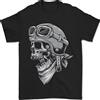 Gildan T-Shirt Da Uomo Biker Outlaw Con Teschio E Moto 100% Cotone