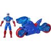 Marvel Hasbro Marvel Avengers, Epic World of Action, Shield-Shot Cycle di Captain America, action figure e motocicletta giocattolo