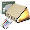 BONNYCO Lampada Libro Led Pieghevole in Legno con Telecomando 16 Colori e Timer. Lampada Libro Decorazioni Casa, Camera da Letto e Ufficio. Idea Regalo Originale, Donna, Uomo per Compleanno Natale