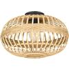 Eglo lampada da soffitto Amsfield, plafoniera | vintage, naturale, boho, hygge, illuminazione da soggiorno in legno in colori naturali e rosone in acciaio nero, attacco E27