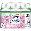 Foxy Seta | Carta igienica neutra sulla pelle | 28+14 rotoli, 28 + 14 Gratis| 216 strappi per rotolo | 2 veli elevato spessore | Carta 100% certificata FSC | Confezione 100% riciclabile Bianco