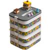 KRUZZEL Contenitore per mattoncini da costruzione, 29 l, con manico e divisori, scatola impilabile a 4 ripiani, trasparente, per giocattoli e forniture scolastiche per bambini