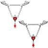 Melighting Piercing per capezzolo a forma di cuore, in acciaio inox 316L, con zirconia cubica, per Halloween, da donna, 14G 14MM, Acciaio inossidabile
