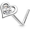 Melighting Anello per naso a forma di L in argento Sterling 925 naso anello CZ vite naso naso osseo piercing gioielli 20G Nostril piercing gioielli, 20G 7MM, Argento sterling