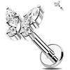 Melighting G23 - Orecchino per cartilagine in titanio con filettatura interna, orecchini a lobo con farfalla e chiusura a lobo con zirconia cubica, con retro piatto, 16 G, 16G 8MM, Titanio, Zirconia