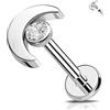 Melighting Orecchino per cartilagine in titanio, 16 G, con filettatura interna, con zirconia cubica, con retro piatto