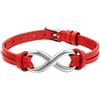 OIDEA Infinity Bracciale in pelle intrecciata con chiusura a moschettone, regolabile, simbolo dell'infinito in vera pelle, per uomo e donna, nero, rosso, marrone, 23 centimeters, Acciaio inossidabile