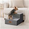 Sytopia Scaletta per cani di piccola taglia, 2 gradini, per letto e divano, altezza 40 cm, in schiuma, lavabile, per cani feriti e anziani, altezza 34 cm, grigio