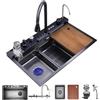 KOOGIMDDR 85x50cm Lavello Cucina in Acciaio Inox Multifunzione - Cascata lavandino Acqua, Rubinetto Estraibile, Tagliere Integrato, Dispenser Sapone, Sistema Drenaggio con Accessori per Incasso