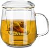 Anseom Trasparente Tazza da Tè con Colino 500 ml Borosilicato Vetro Bicchiere da Tè Tutto in Uno con Manico e Coperchio Grande Tazza da Tè Resistente al Calore per Tè Bevande Ice Coffee