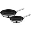 WMF Nordic - Set di padelle professionali a induzione, 2 pezzi, padella a induzione 24, 28 cm, padella antiaderente, adatta al forno, senza goccia, in acciaio inox Cromargan, adatta a tutti i piani