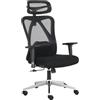 AUNEK Sedia Ufficio Schienale Alto con Poggiatesta Regolabile, Bracciolo, Supporto Lombare, Sedia Ergonomica Regolazione in Altezza, Funzione Dondolo Poltrona Ufficio, Rete Traspirante Sedie Scrivania