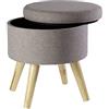 ECHTWERK Pouf Max, guscio di seduta, cubo di seduta, rotondo, con spazio di archiviazione, sfoderabile, sedile rimovibile, gambe in legno, grigio, 32 x 32 x 39 cm