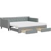 vidaXL Letto da giorno allungabile con cassetti grigio chiaro 90x190 cm in tessuto