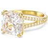 Swarovski Stilla - Anello da cocktail placcato oro, taglio quadrato, misura 15, colore: Bianco, Zirconia cubica, Zirconia cubica