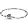 PANDORA Bracciale blu brillante con chiusura a disco e maglia snake in argento Sterling, 18