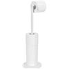 WENKO Piantana portarotolo e scopino WC 2 in 1 bianco, Acciaio, 21 x 55 x 17 cm, Bianco